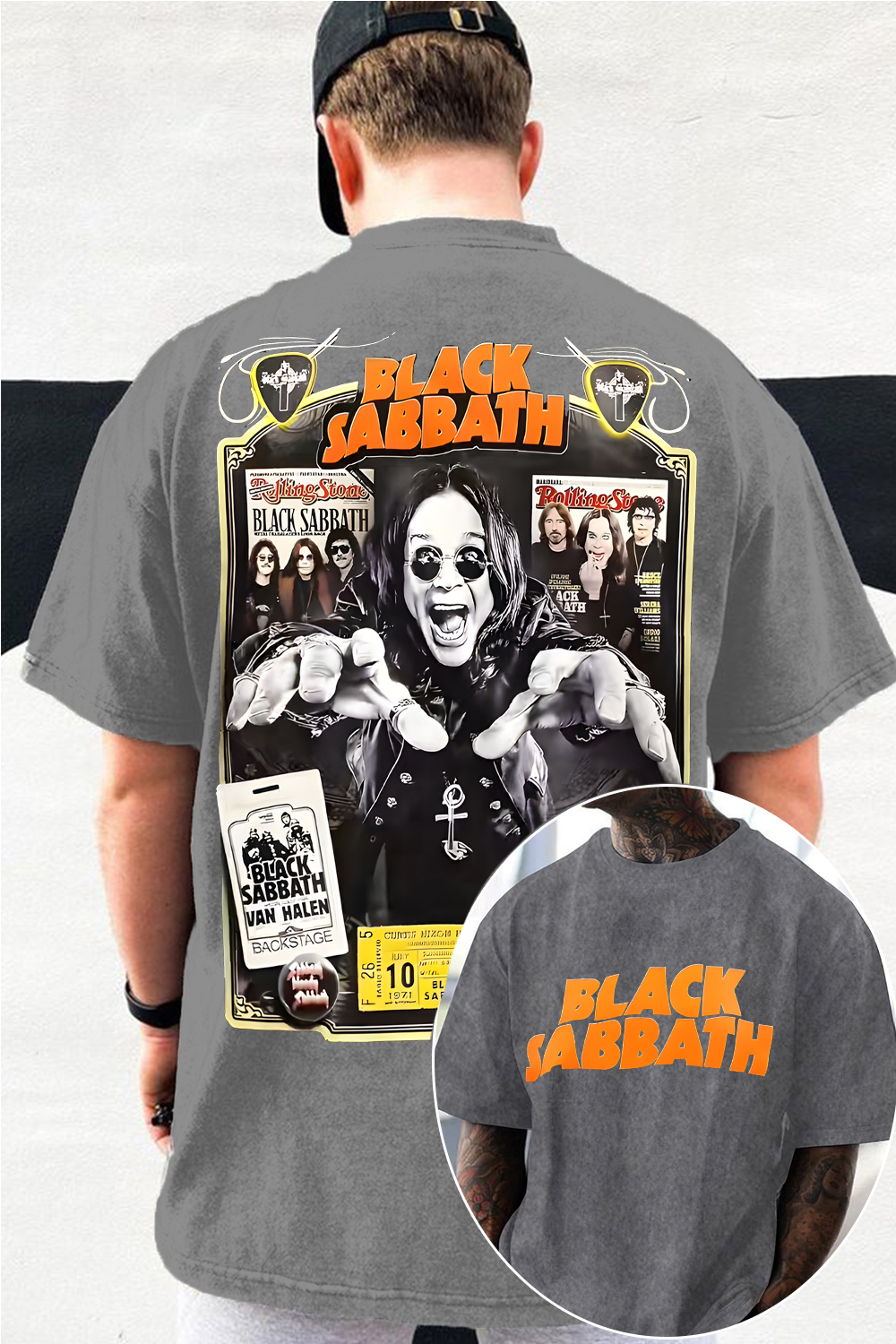 blacksabbath Ozzy washed 2 sides print tee