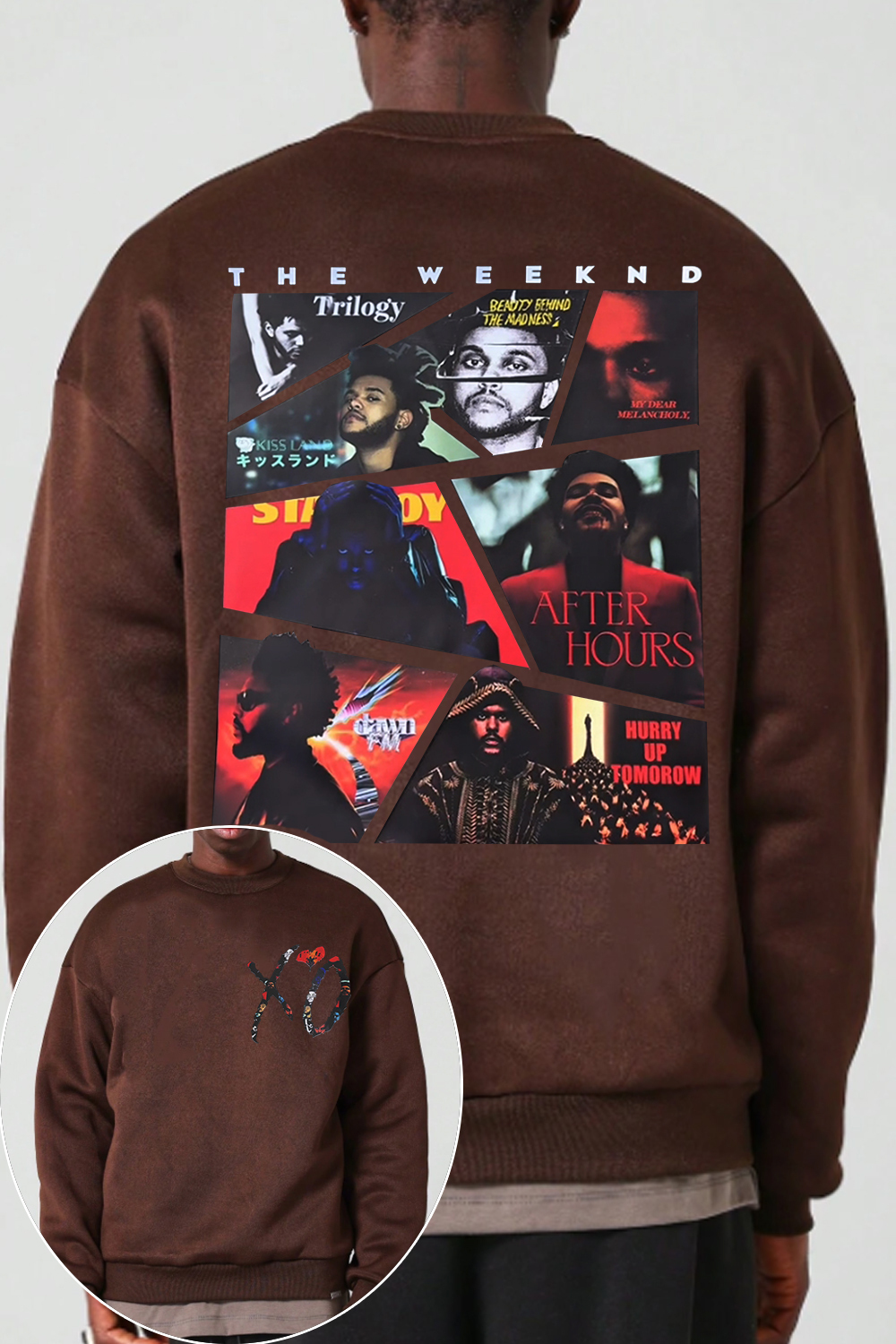 theweeknd double-sided printed round neck sweatshirt