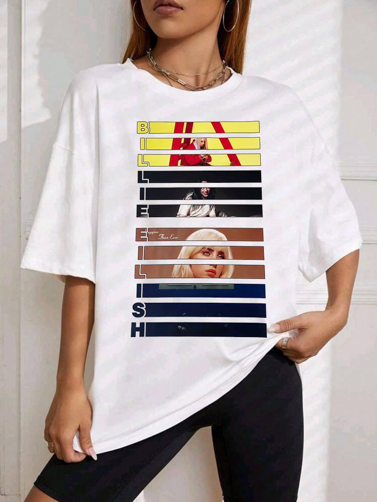 Billie Eilish poster personality casual print short-sleeved T-shirt