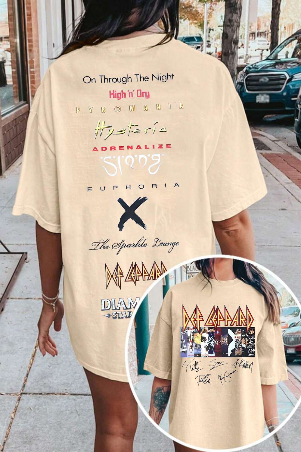 Defleppard 2-sided women printed tee