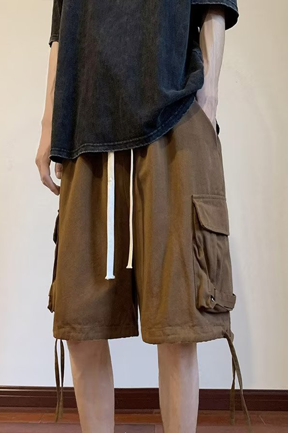 Cityboy Japanese shorts men's loose large pocket straight overalls