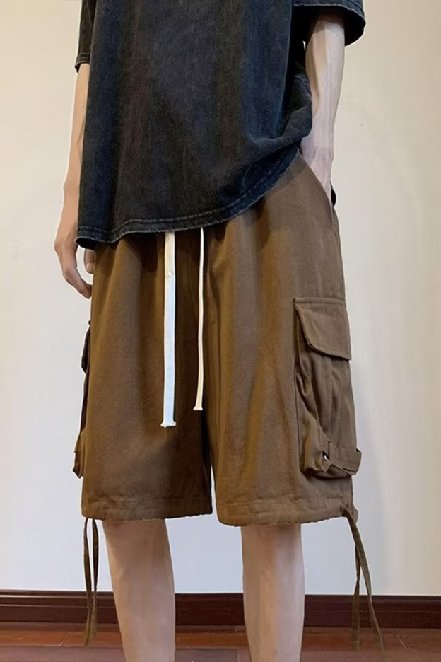 Cityboy Japanese shorts men's loose large pocket straight overalls