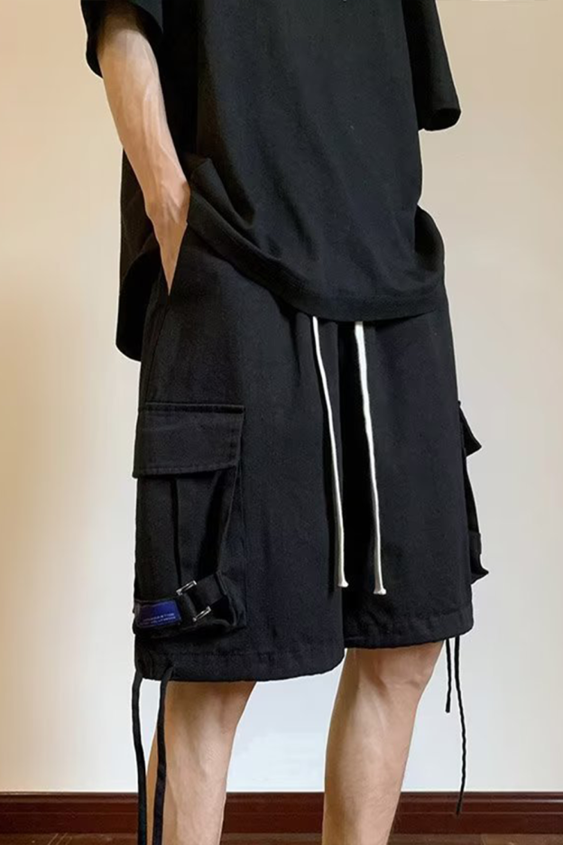 Cityboy Japanese shorts men's loose large pocket straight overalls