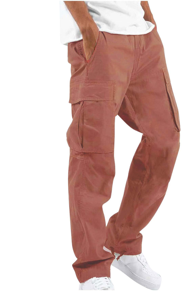 Drawstring multi-pocket casual trousers