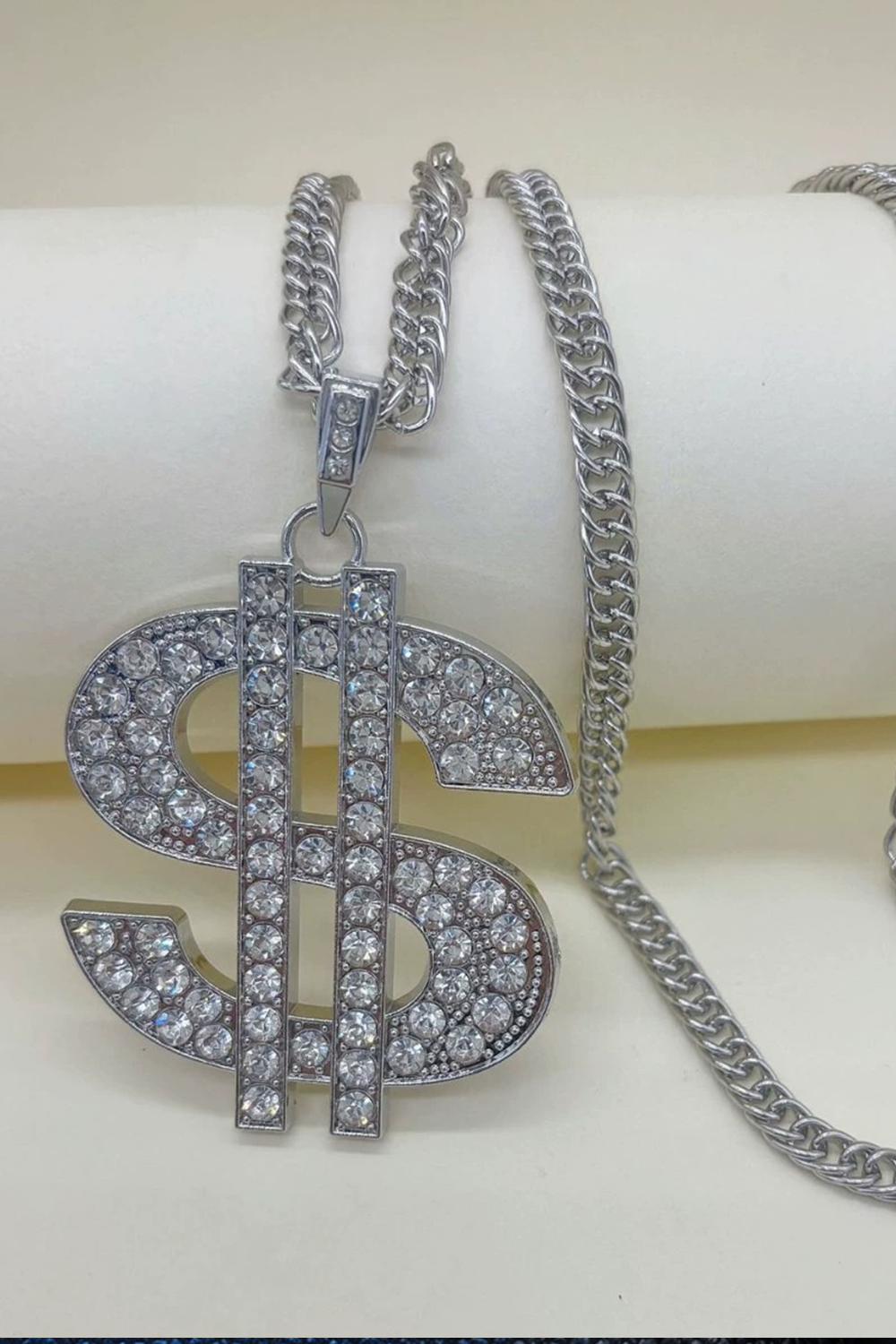 US Dollar Symbol Necklace With Alloy Diamond-Set Chain