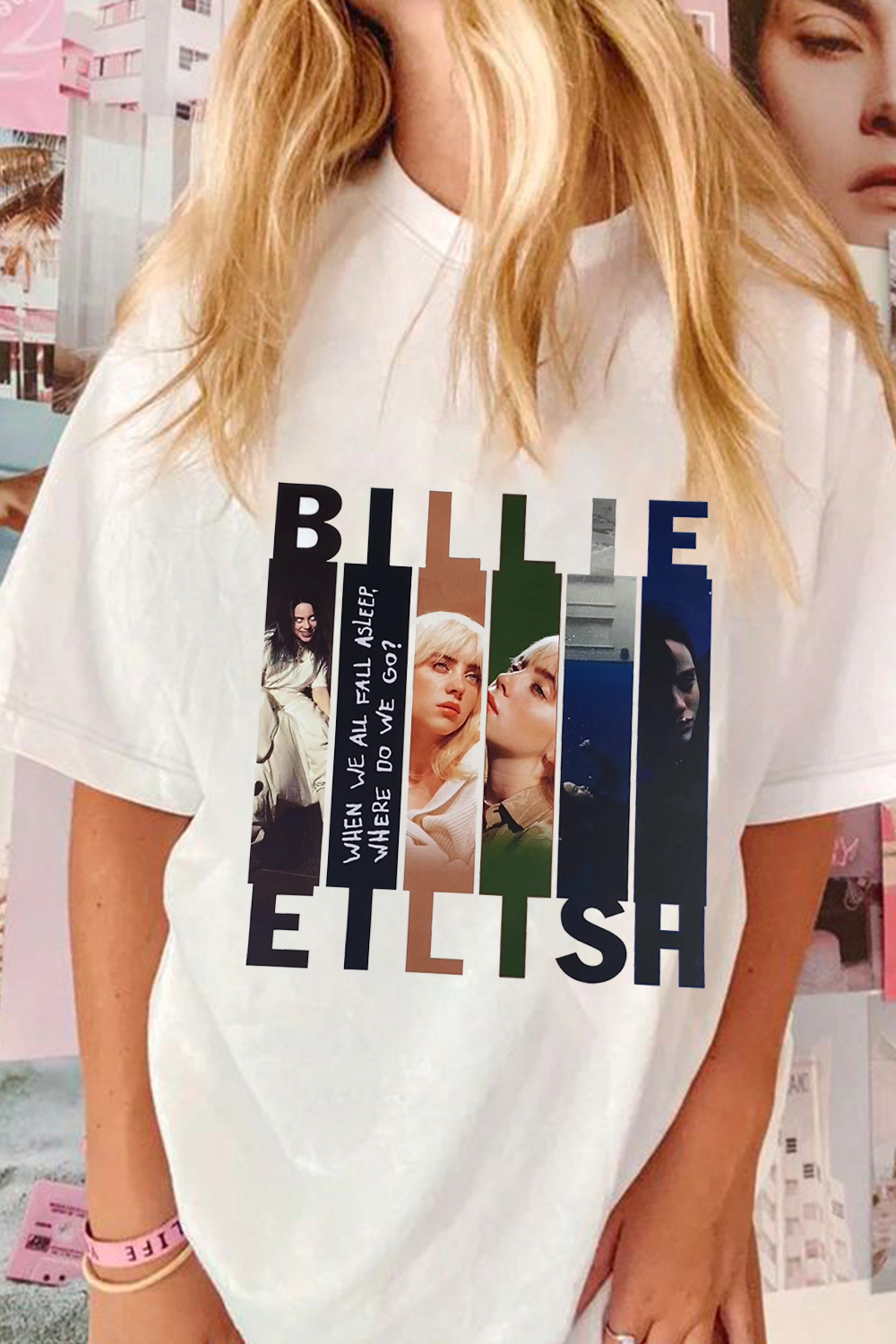 Billie Eilish poster letter casual print short-sleeved T-shirt