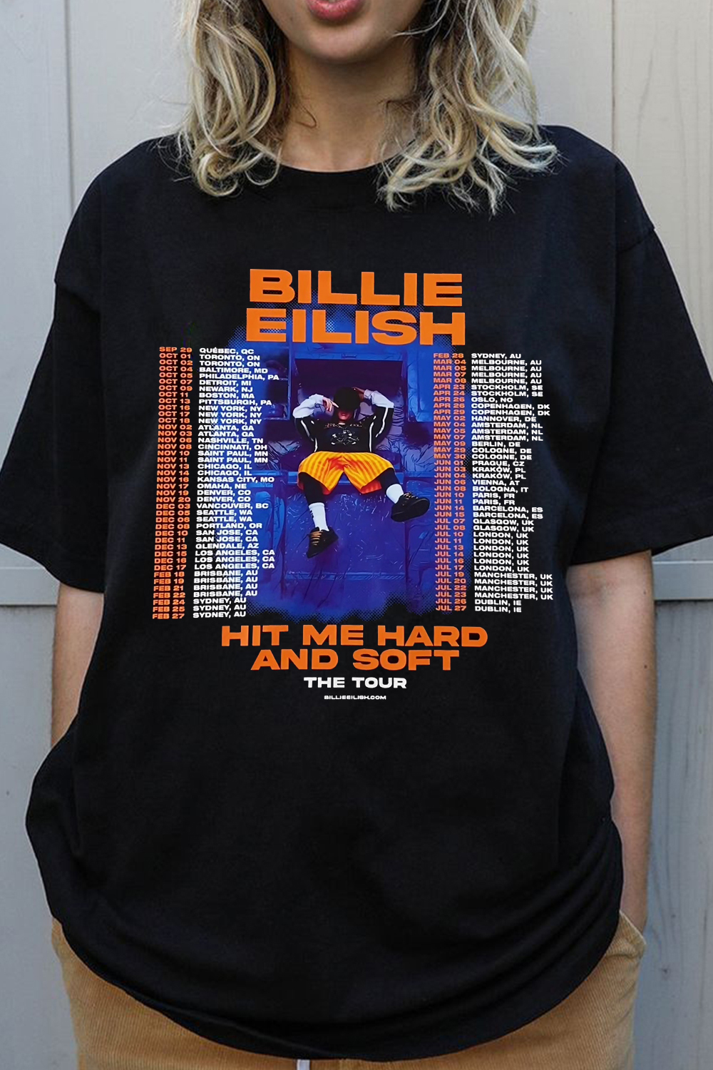 Billie Eilish poster letter print short-sleeved T-shirt