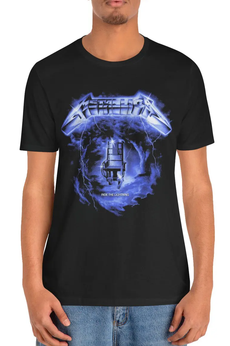 Ride The Lightning Swirl Metallic Band Shirt Tee