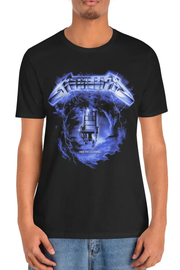 Ride The Lightning Swirl Metallic Band Shirt Tee
