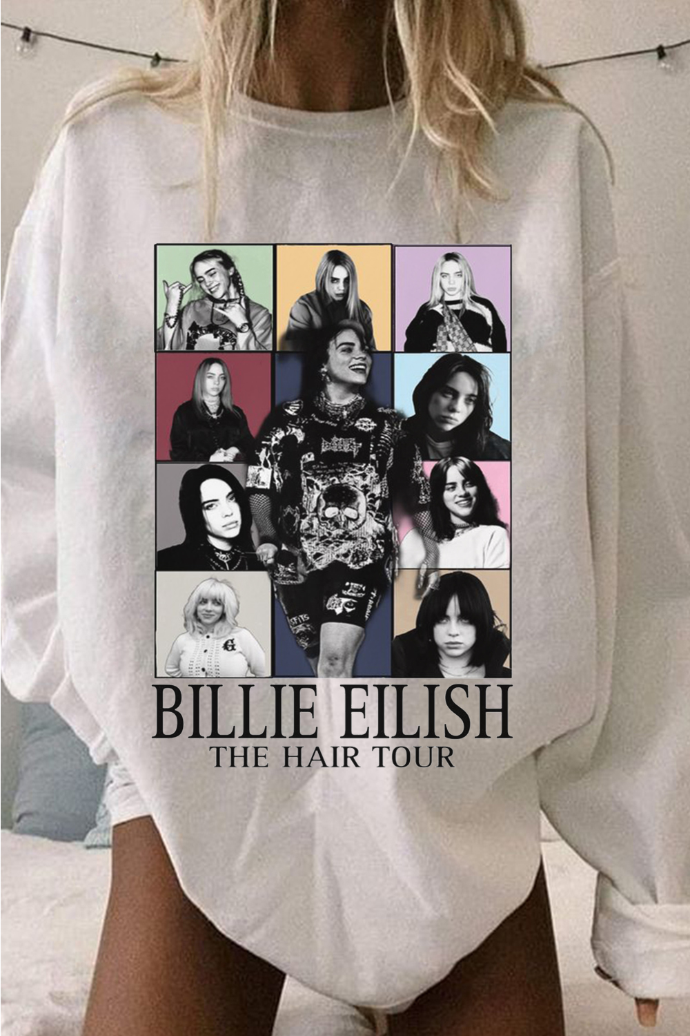 Billie Eilish Support Print Casual Round Neck Long Sleeve Sweatshirt