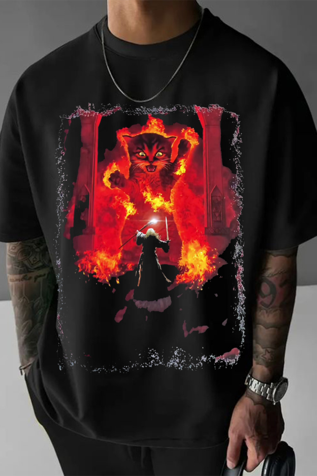 Lord of the Rings cat men's short-sleeved T-shirt