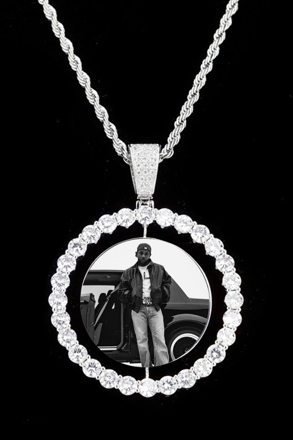 Kendrick Lamar Rotatable zircon hip hop necklace