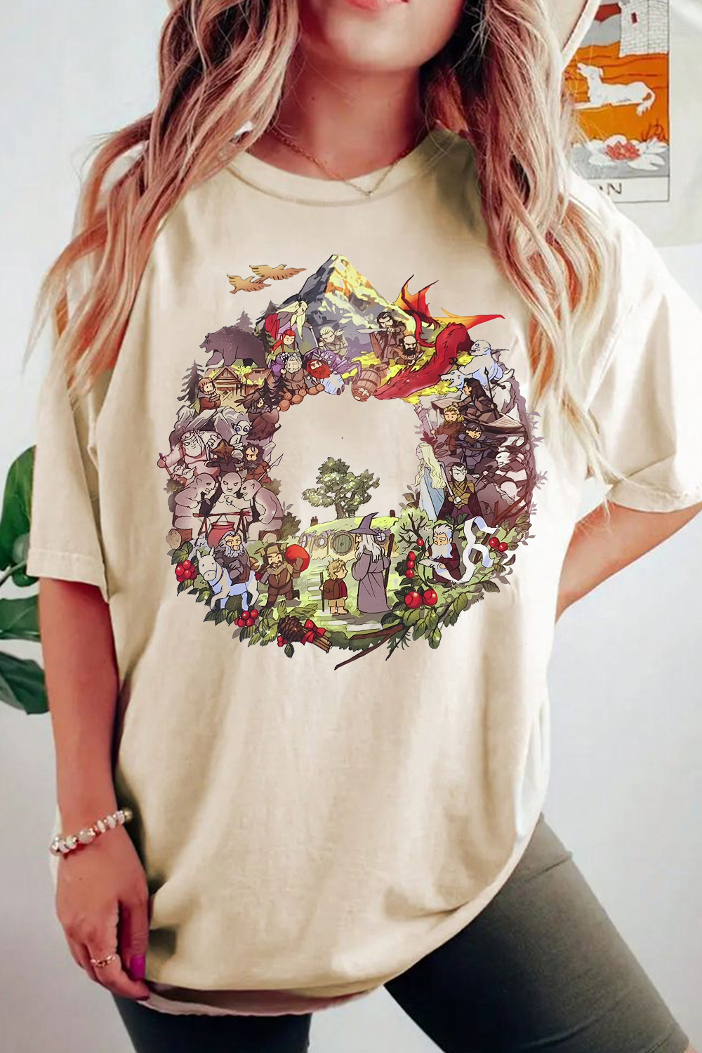 The Lord of the Rings cartoon round neck ladies short sleeve loose T-shirt