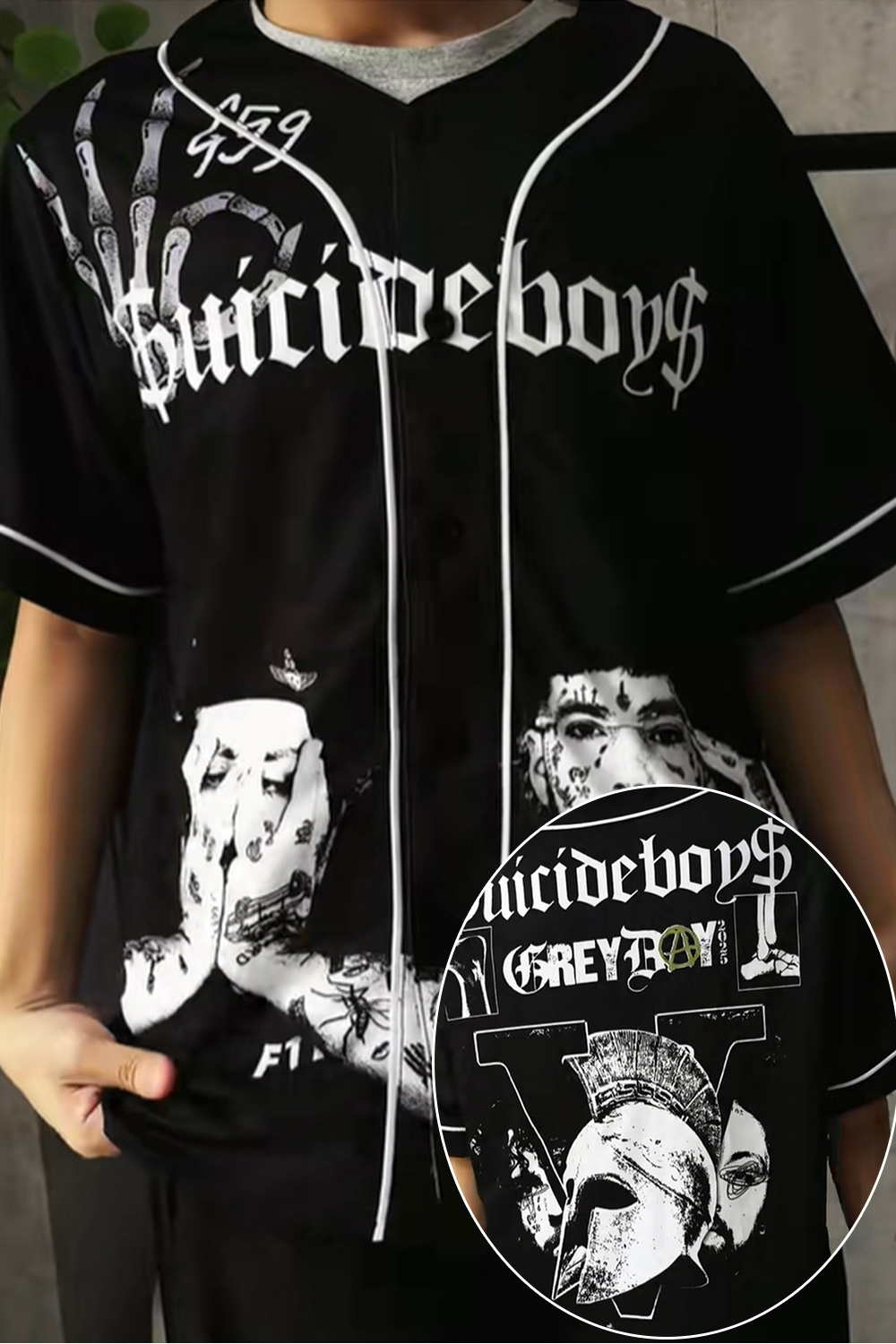 G59 colorblock print baseball short sleeve top