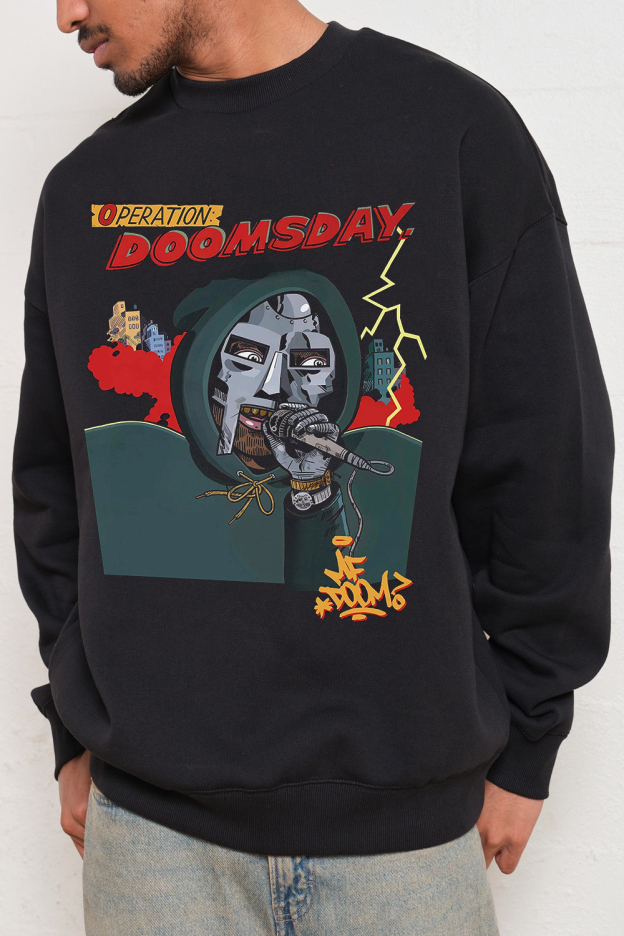 MF Doom Operation Doomsday  Printed Crew Neck Long Sleeve Sweatshirt