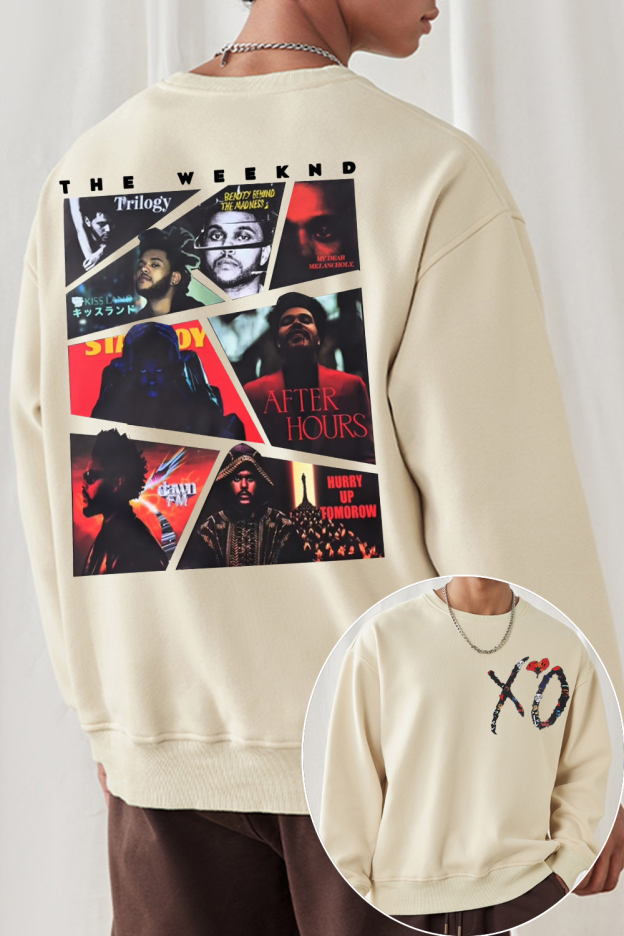 theweeknd double-sided printed round neck sweatshirt