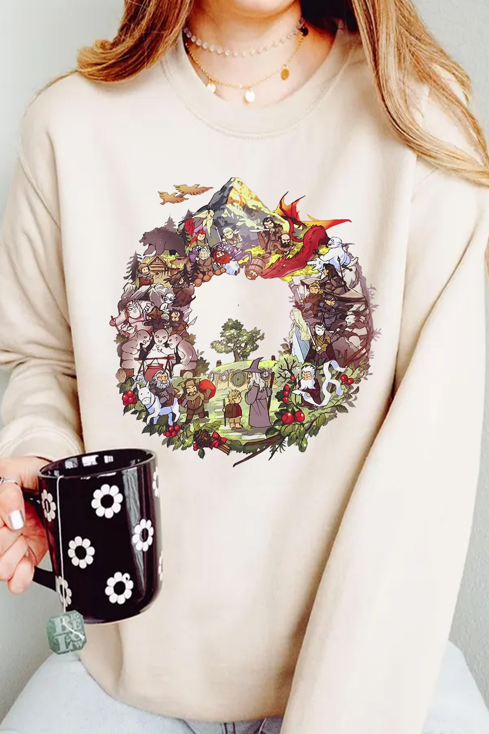 The Lord of the Rings Cartoon Print Round Neck Women's Sweatshirt
