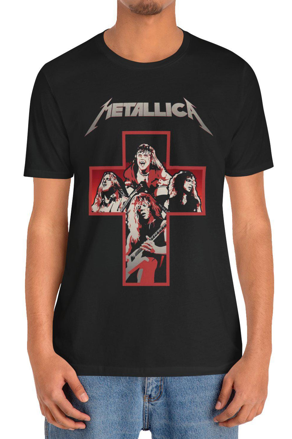 Master Of Puppets Cross Metallic Band Shirt Tee