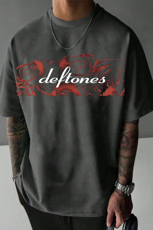 Deftones Rose Print Short-Sleeved T-shirt