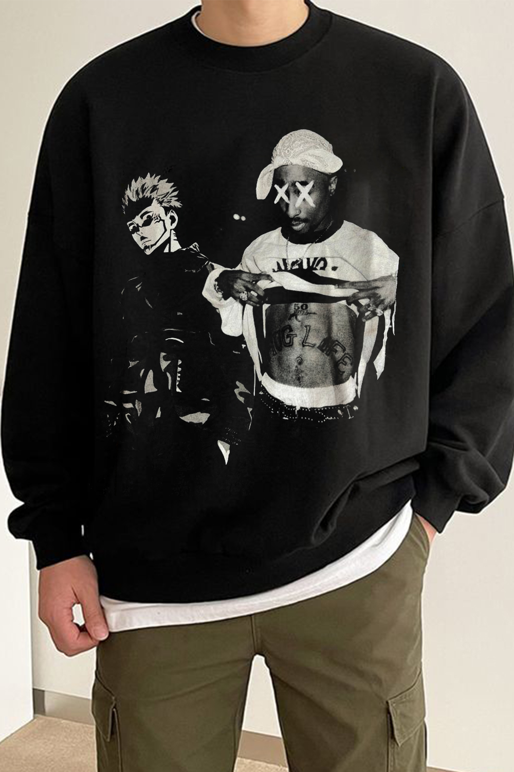 Celebrity Retro Print Casual Round Neck Long Sleeve Sweatshirt