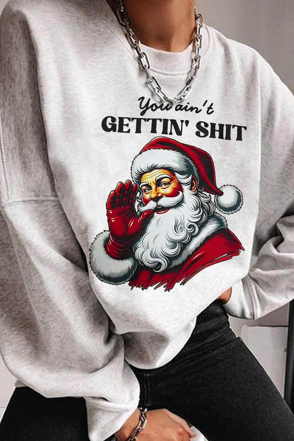 Santa Claus Print Crewneck Sweatshirt