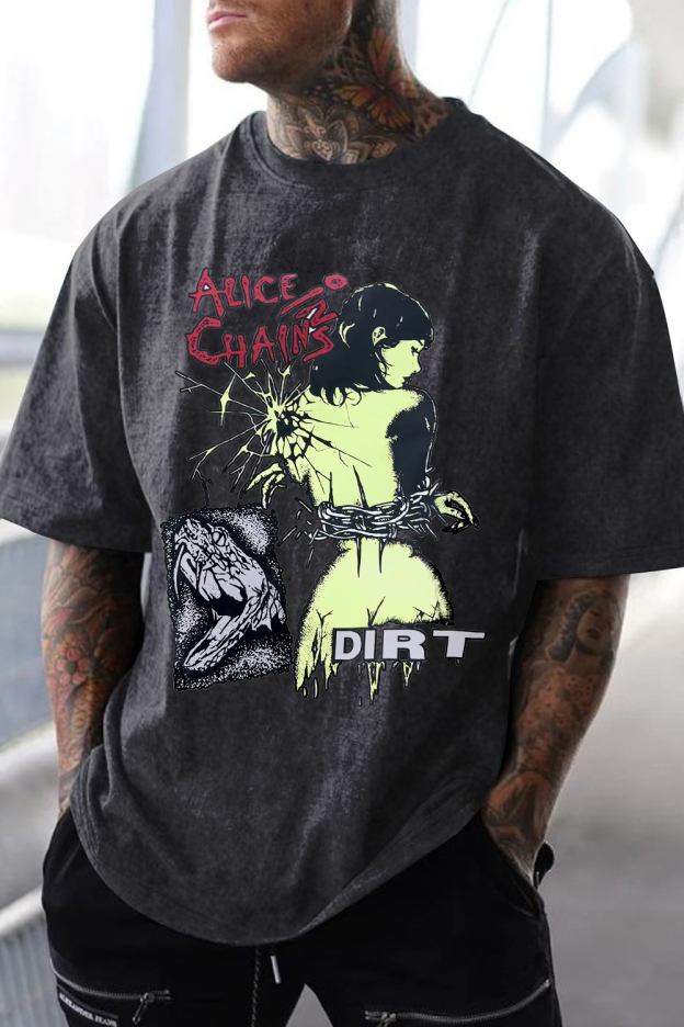 aliceinchains Washed cotton men's short-sleeved T-shirt