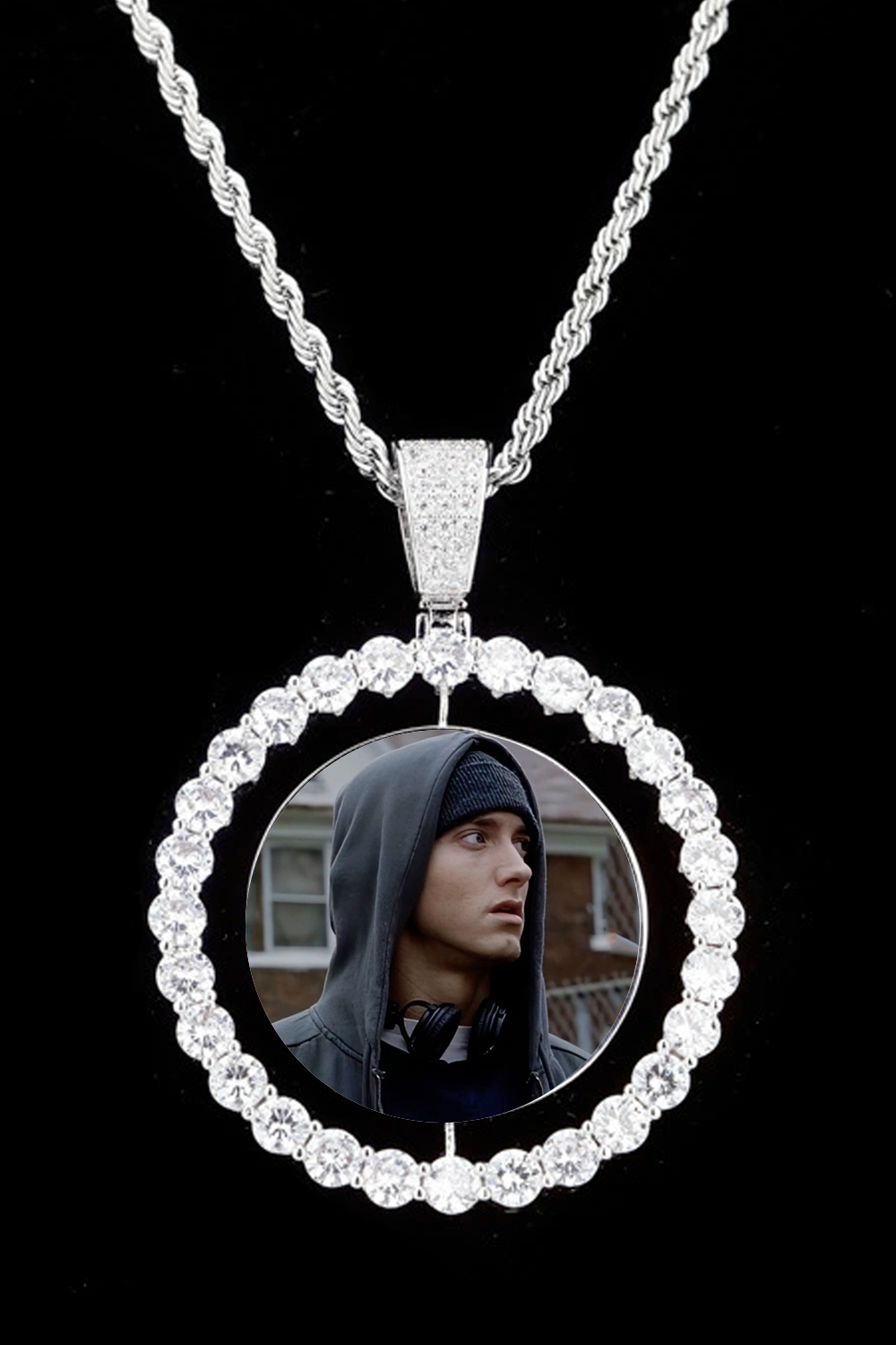 Eminem Rotatable zircon hip hop necklace