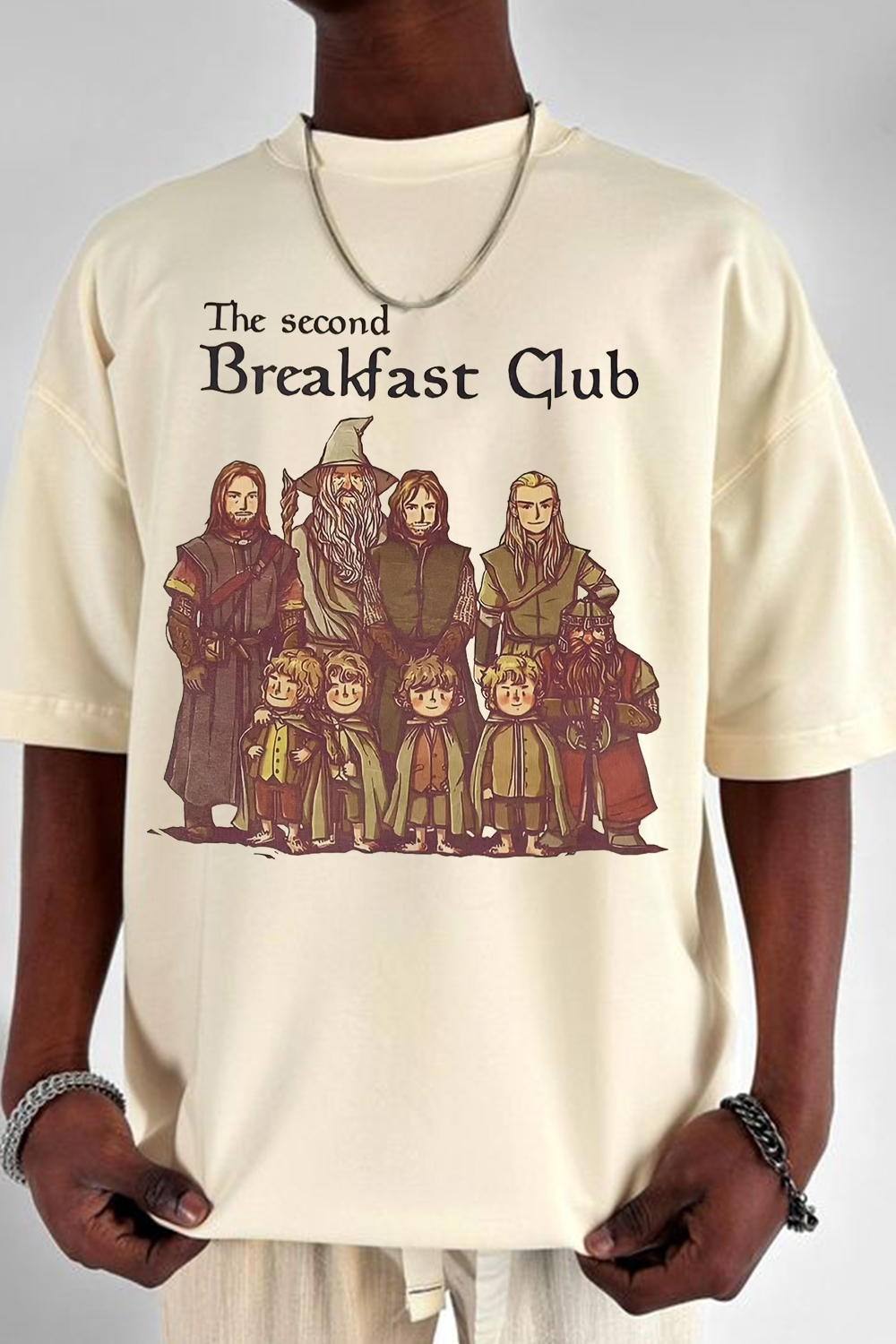 Lord of the Rings cartoon casual men's printed short-sleeved loose T-shirt