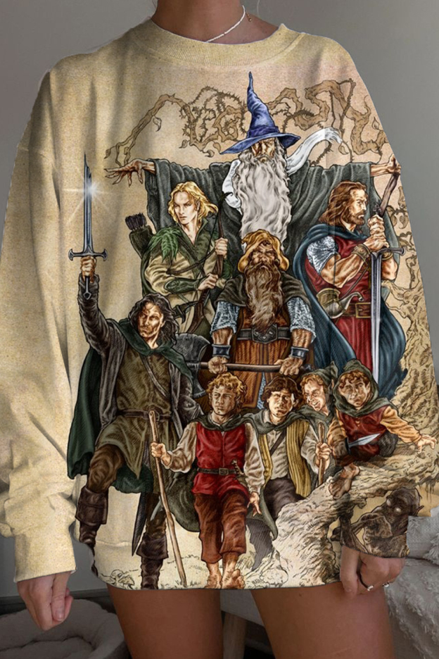The Lord of the Rings cartoon round neck loose long sleeve sweatshirt