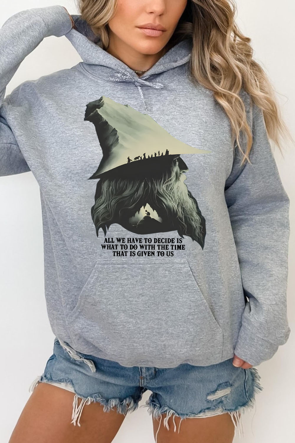 LOTR Gandalf Quote All We Have To Decide Front Vintage Women Hoodie