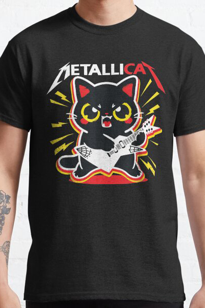 Funny Cat Rock 90s Meow For Music Band Of Friend T-Shirt Classic T-Shirt