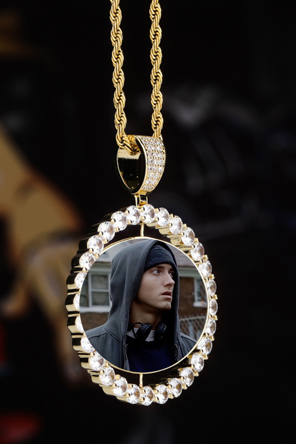Eminem Rotatable zircon hip hop necklace