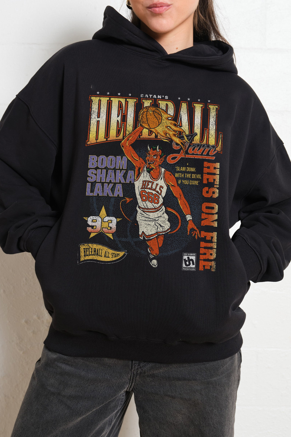 HELLBALL Jam Print Hooded Long-Sleeved Hoodie