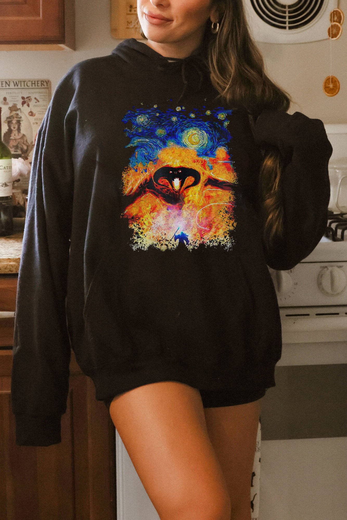Balrog Starry Night LOTR Vintage Hoodie