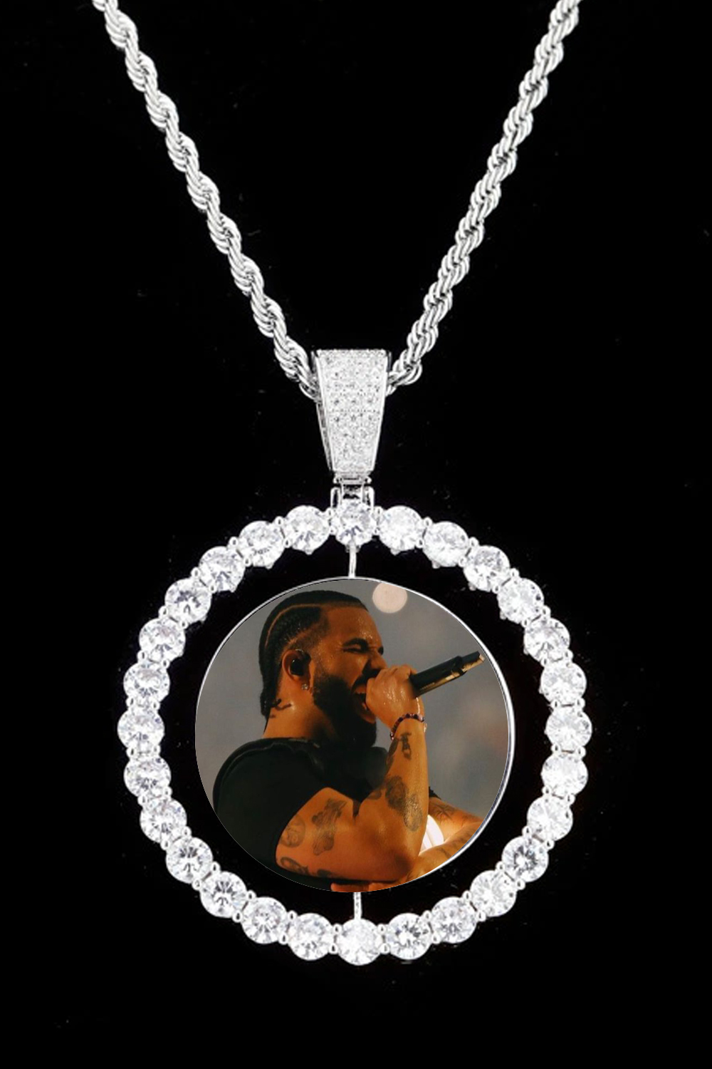 Drake Rotatable zircon hip hop necklace