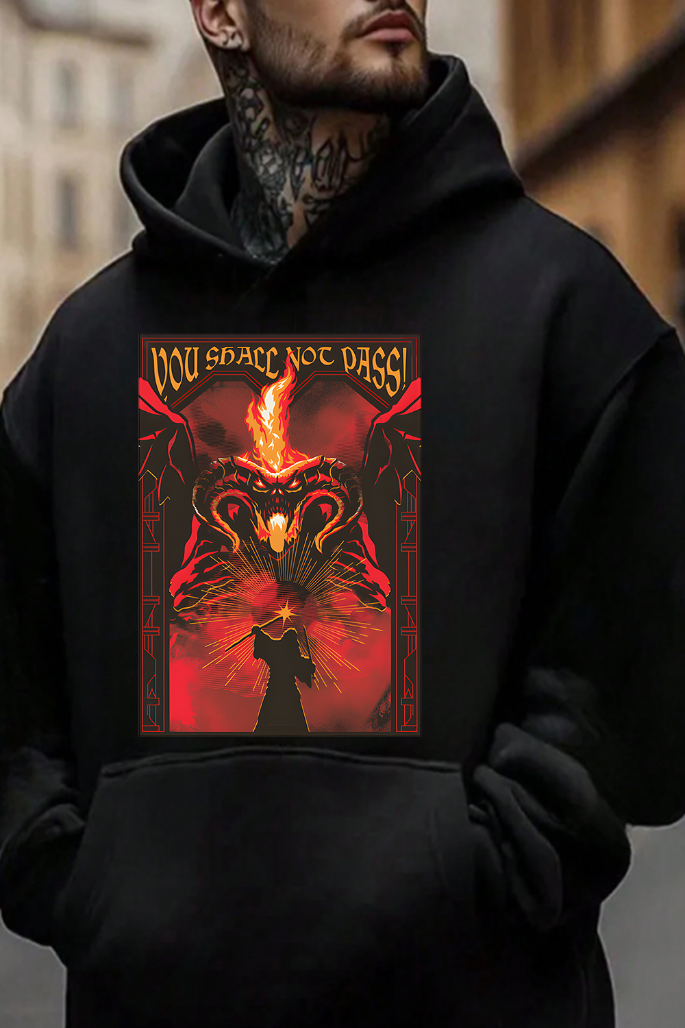 Fire and shadow clash LOTR hoodie For men