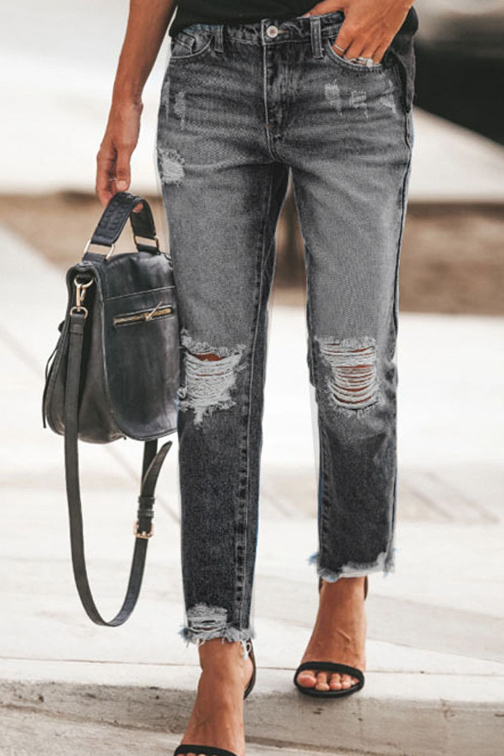 Ripped denim trousers
