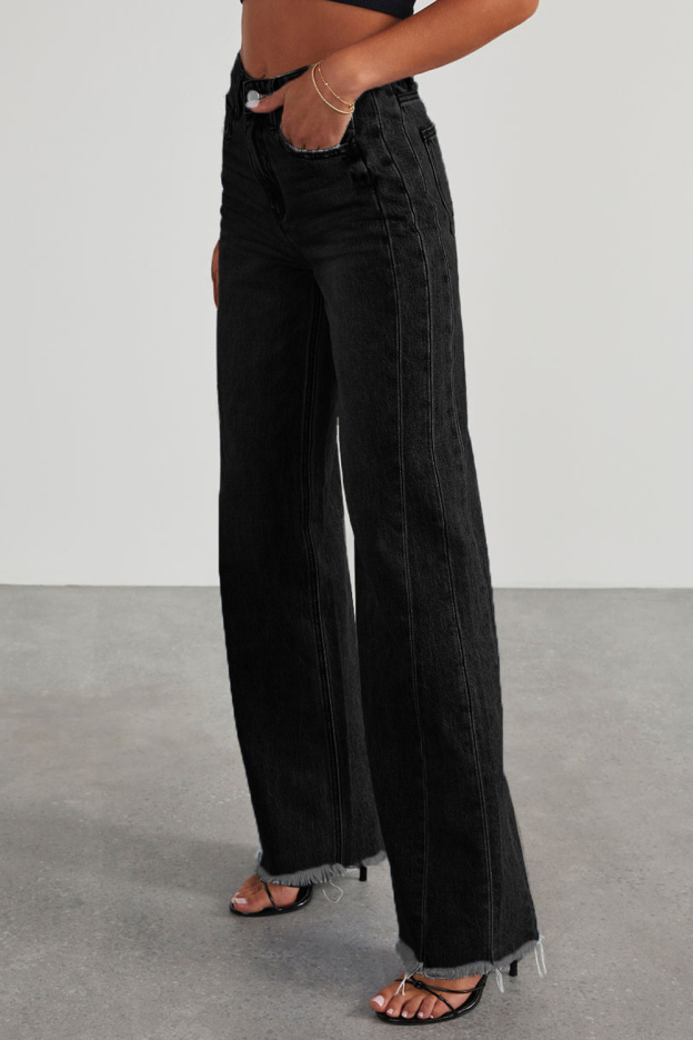 Washed loose casual straight wide-leg trousers