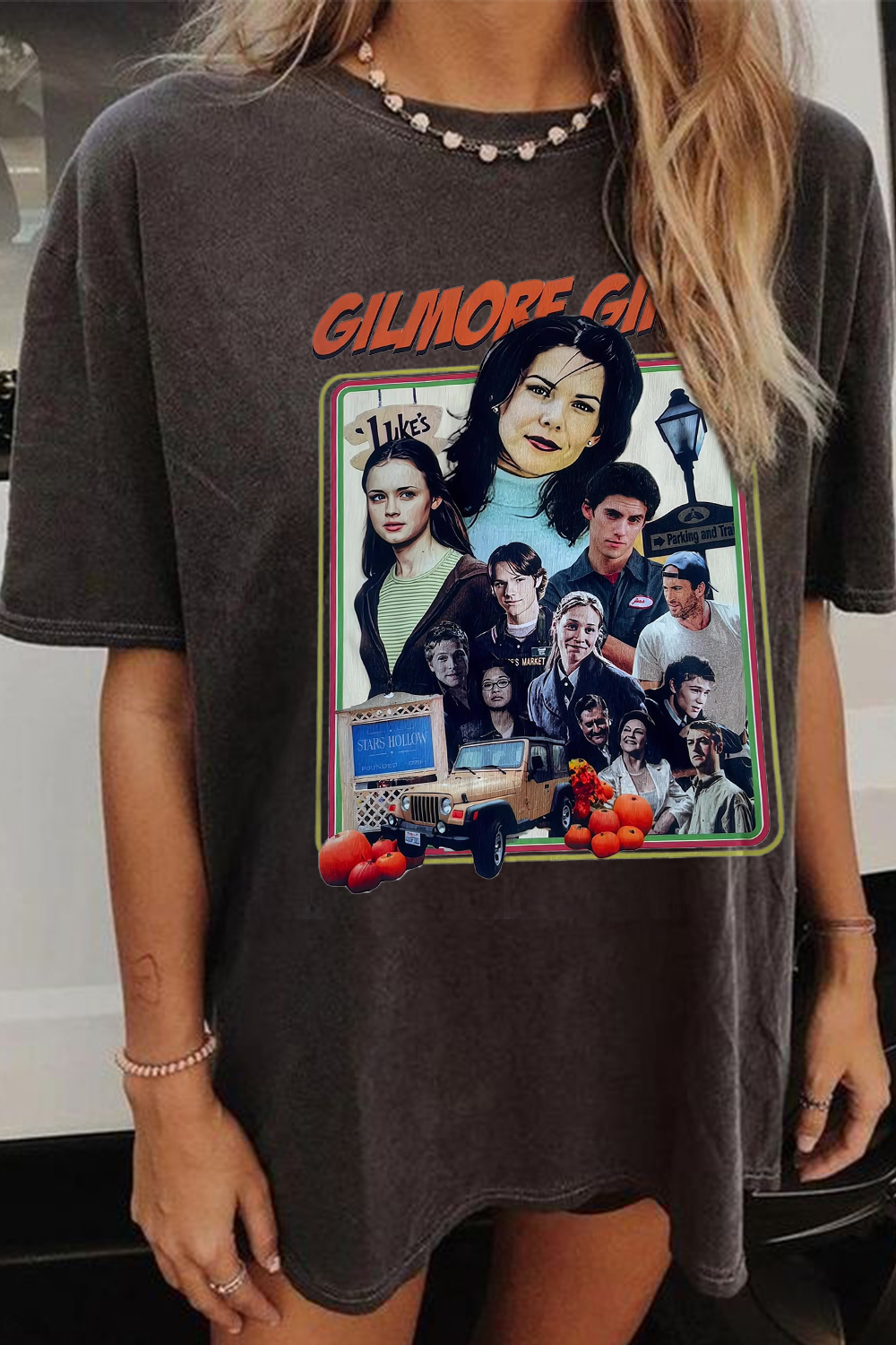 Women's Round Neck Short-Sleeved T-Shirt With Star Print