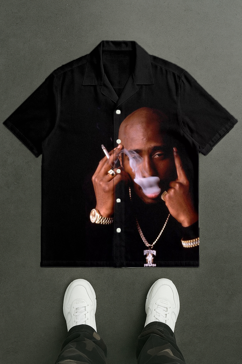 tupac men's lapel shirt