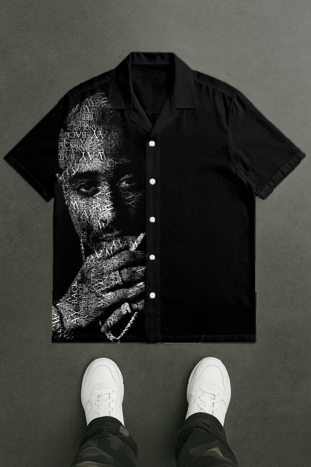 2pac men's lapel shirt