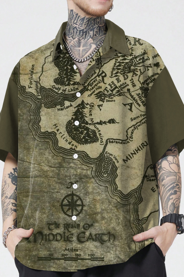 Lord of the Rings Map Vintage Men's Shirt