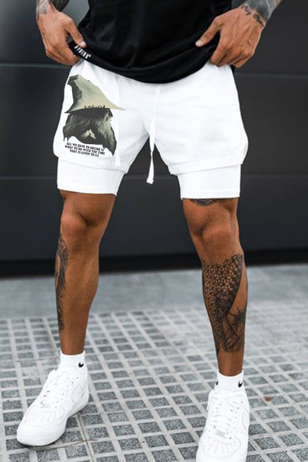 LOTR Gandalf Quote All We Have To Decide Front Vintage casual shorts