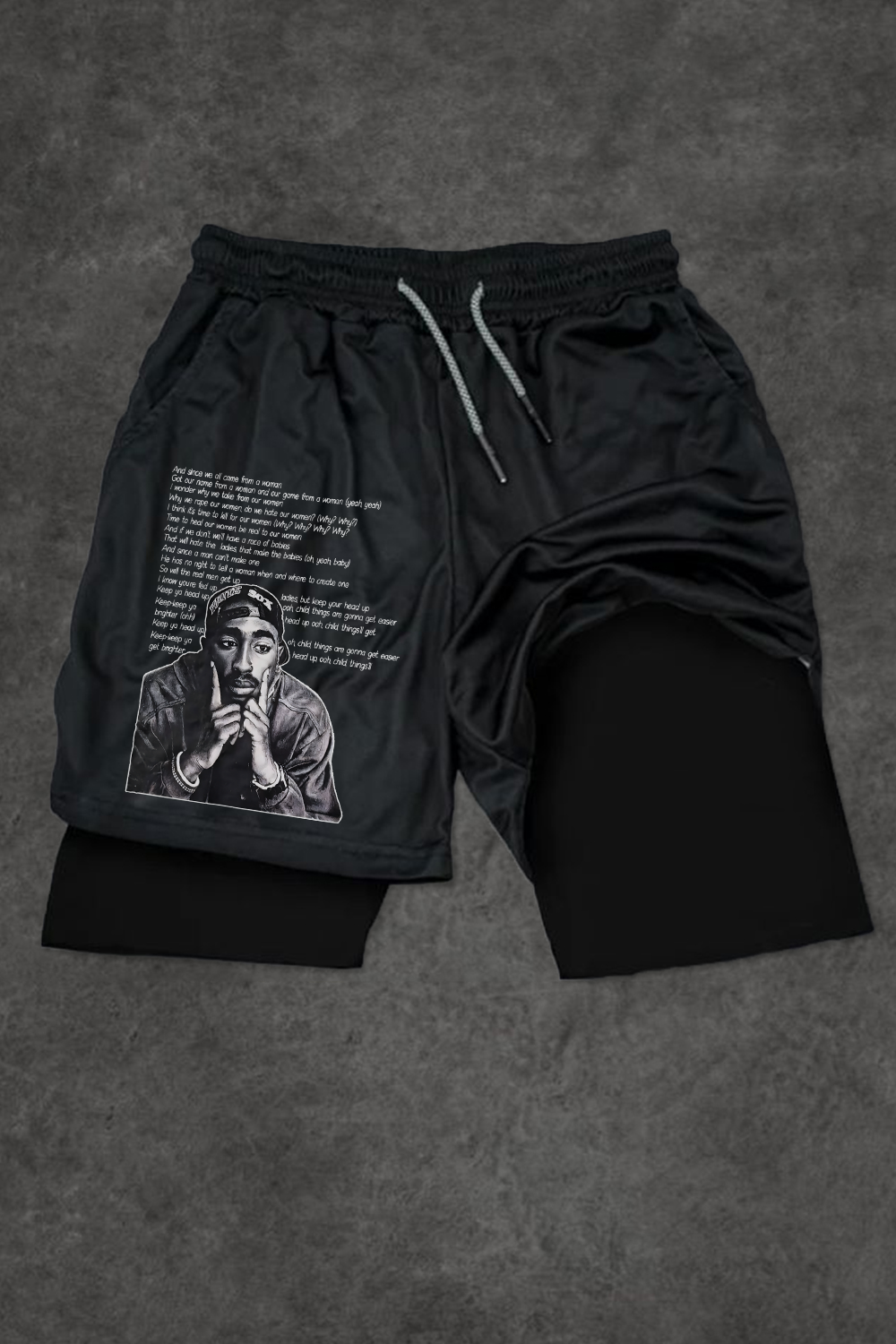 TUPACQUOTES printed shorts