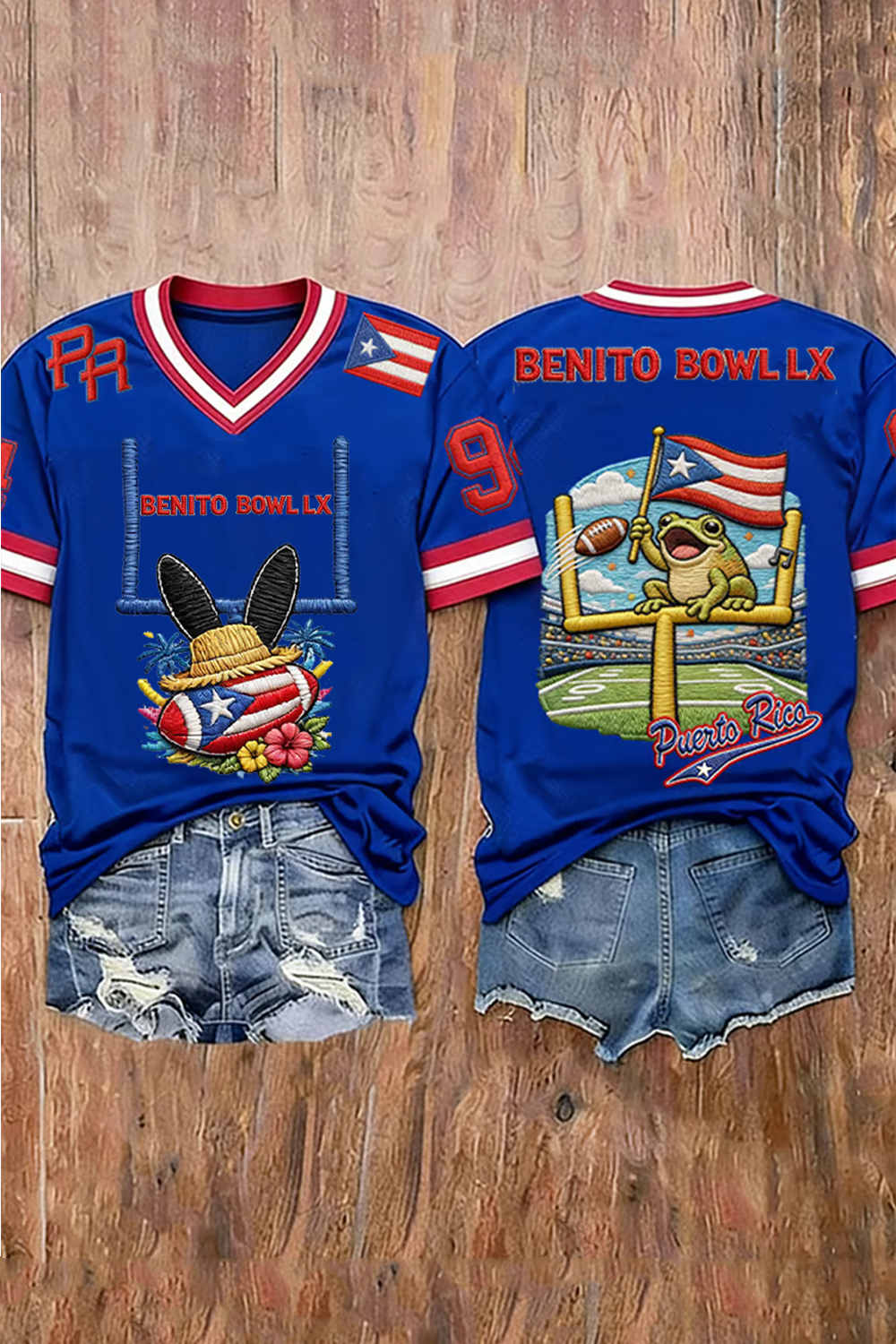 Women's Bunny Football Music Lover Printed Short-Sleeved Jersey