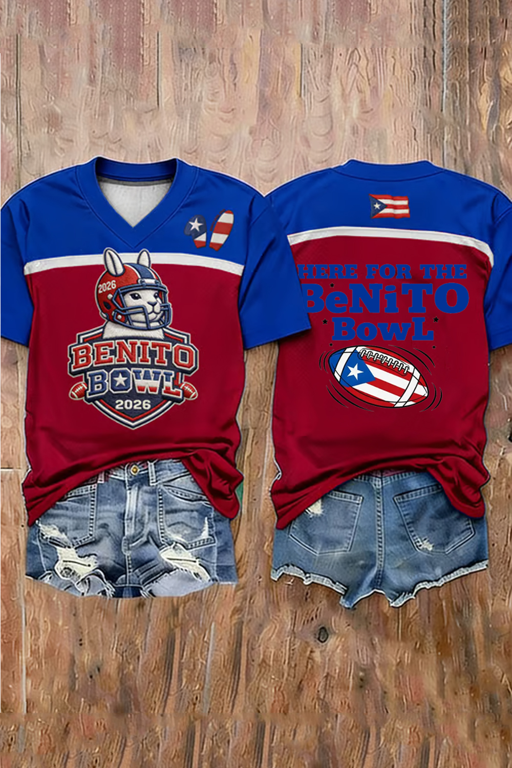 Women's Bunny Football Music Lover Short-Sleeved T-Shirt