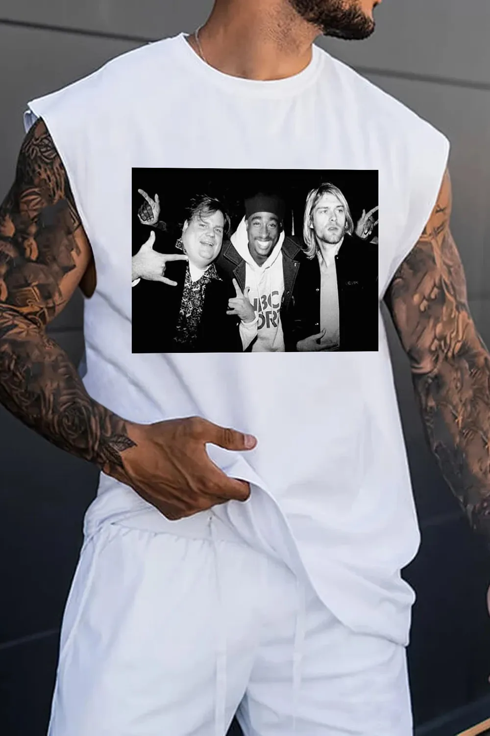 Legend Chris Farley 2Pac Shakur and Kurt Cobain Tank Tee For Men
