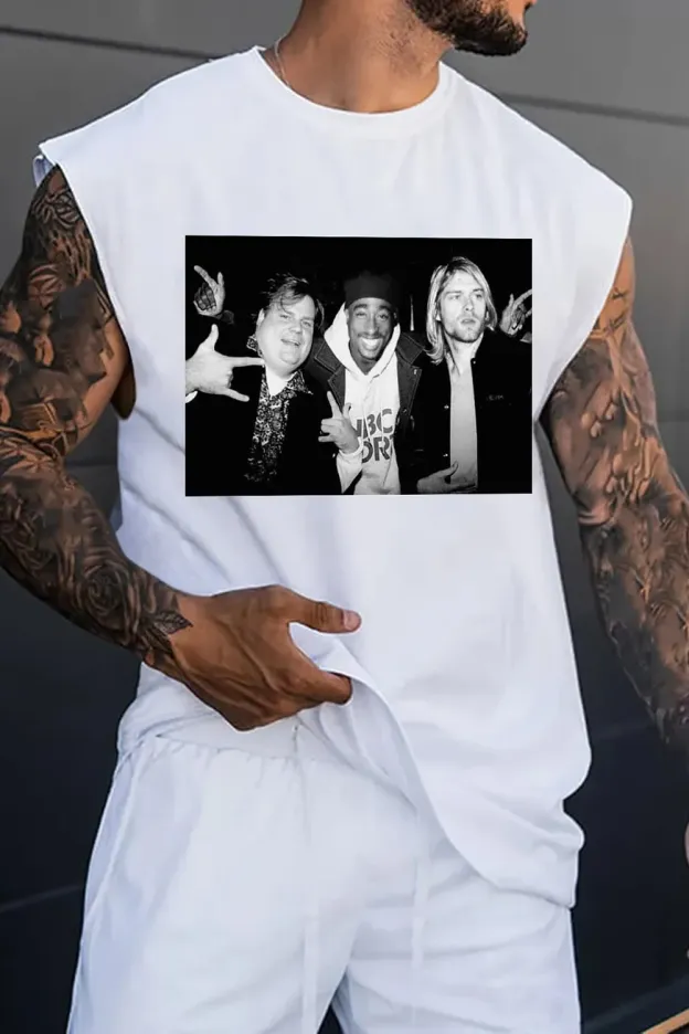 Legend Chris Farley 2Pac Shakur and Kurt Cobain Tank Tee For Men
