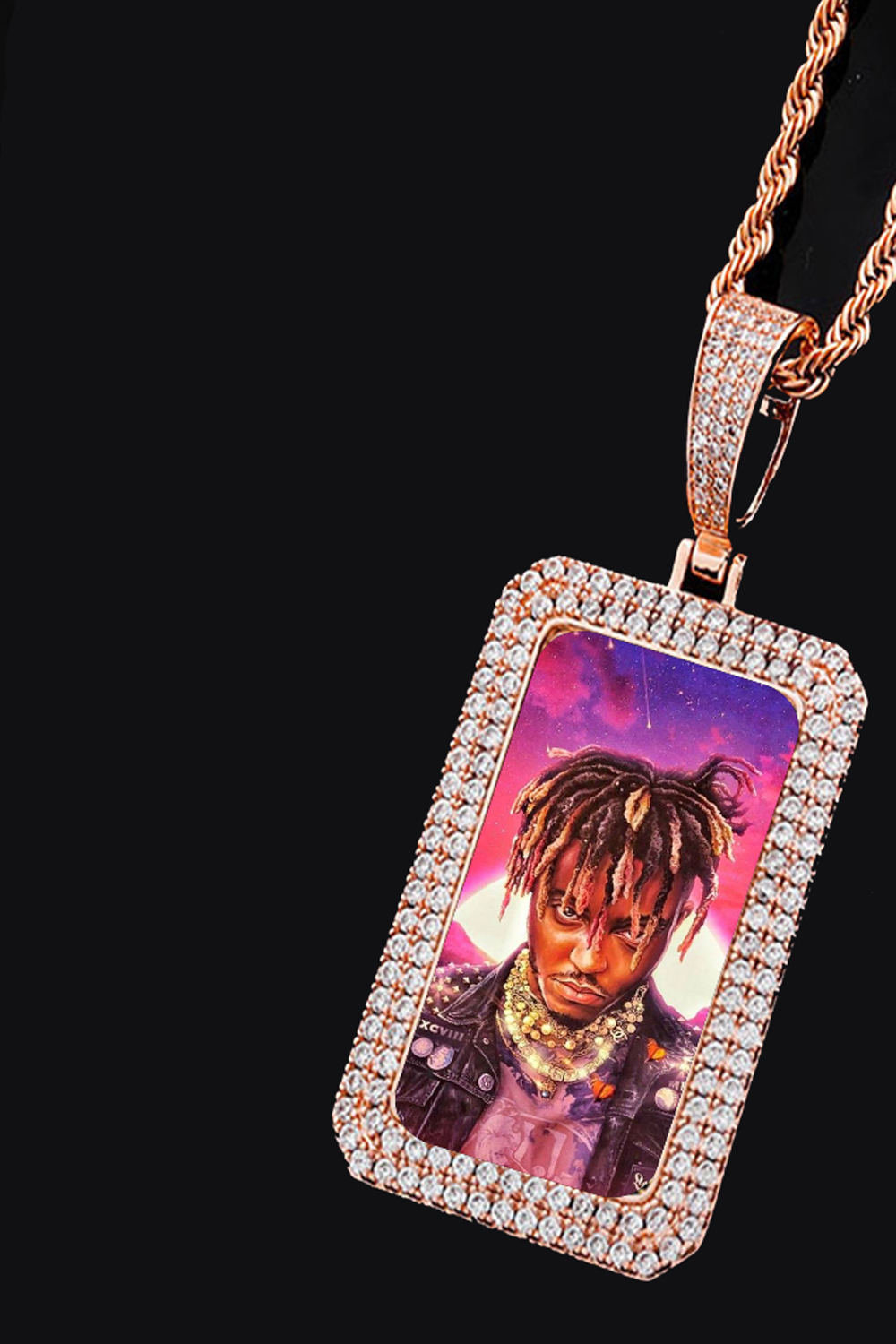 Juice WRLD Double Row Zirconia Square Hip Hop Necklace