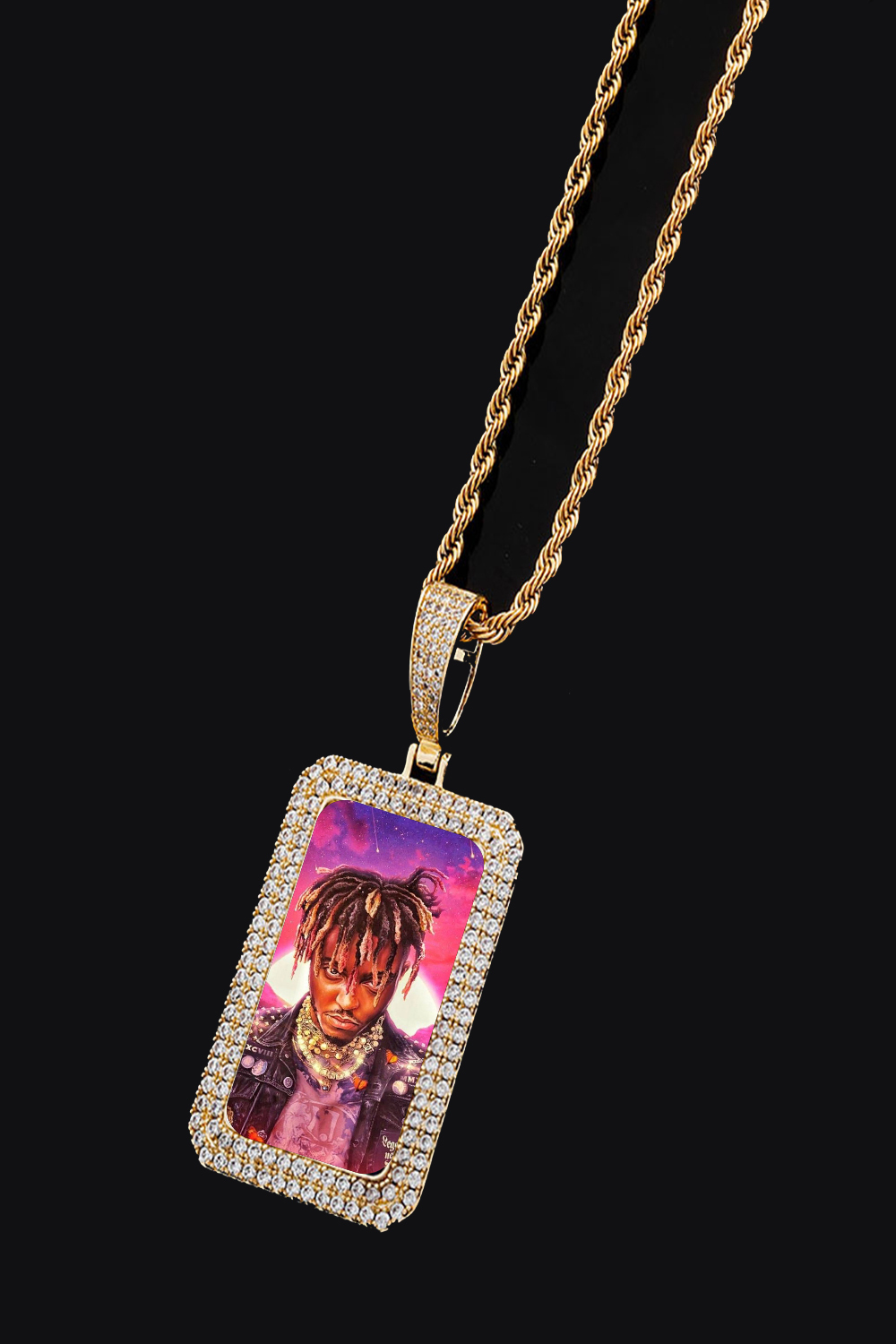 Juice WRLD Double Row Zirconia Square Hip Hop Necklace